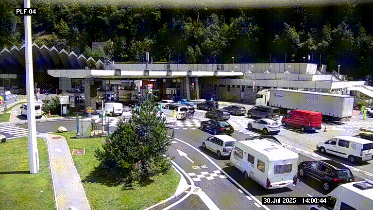 Webcam au péage du tunnel du Mont-Blanc, côté entrée France à Chamonix, au bout de l'A40
