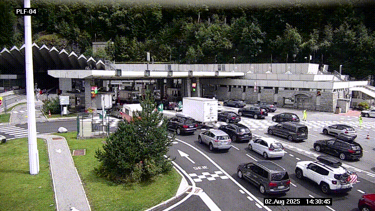 Webcam au péage du tunnel du Mont-Blanc, côté entrée France à Chamonix, au bout de l'A40