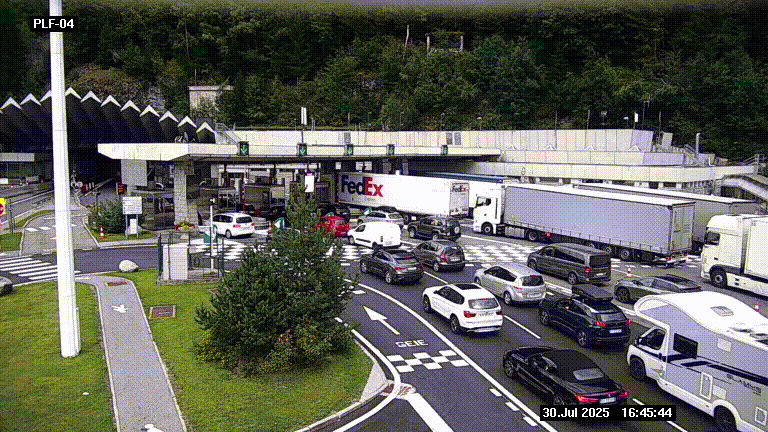 Webcam au péage du tunnel du Mont-Blanc, côté entrée France à Chamonix, au bout de l'A40