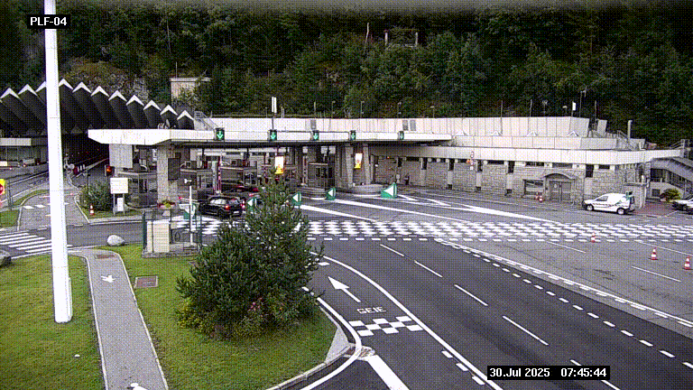 <h2>Webcam au péage du tunnel du Mont-Blanc, côté entrée France à Chamonix, au bout de l'A40</h2>