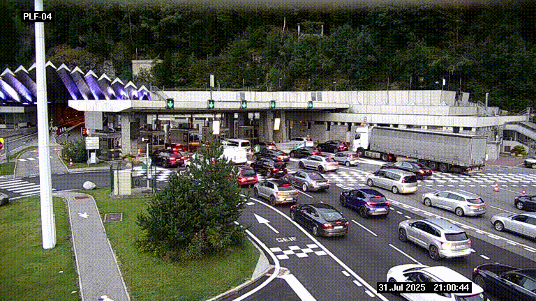 <h2>Webcam au péage du tunnel du Mont-Blanc, côté entrée France à Chamonix, au bout de l'A40</h2>