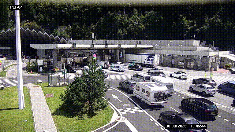 Webcam au péage du tunnel du Mont-Blanc, côté entrée France à Chamonix, au bout de l'A40