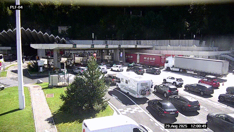 Webcam au péage du tunnel du Mont-Blanc, côté entrée France à Chamonix, au bout de l'A40