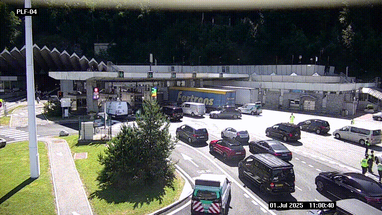 Webcam au péage du tunnel du Mont-Blanc, côté entrée France à Chamonix, au bout de l'A40