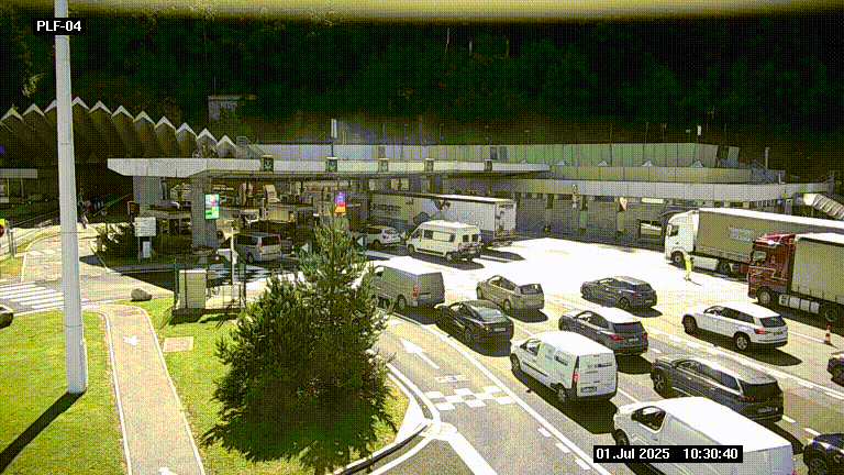 Webcam au péage du tunnel du Mont-Blanc, côté entrée France à Chamonix, au bout de l'A40