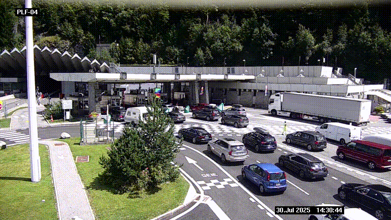Webcam au péage du tunnel du Mont-Blanc, côté entrée France à Chamonix, au bout de l'A40