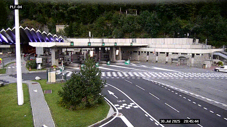 Webcam au péage du tunnel du Mont-Blanc, côté entrée France à Chamonix, au bout de l'A40