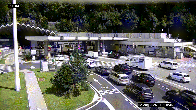 Webcam au péage du tunnel du Mont-Blanc, côté entrée France à Chamonix, au bout de l'A40