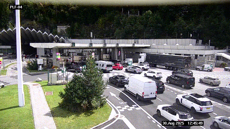 Webcam au péage du tunnel du Mont-Blanc, côté entrée France à Chamonix, au bout de l'A40