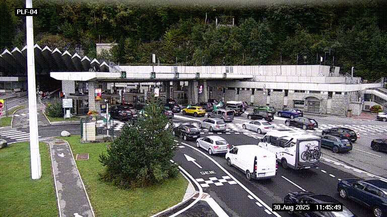 Webcam au péage du tunnel du Mont-Blanc, côté entrée France à Chamonix, au bout de l'A40