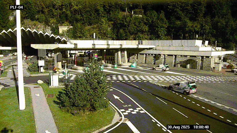 Webcam au péage du tunnel du Mont-Blanc, côté entrée France à Chamonix, au bout de l'A40