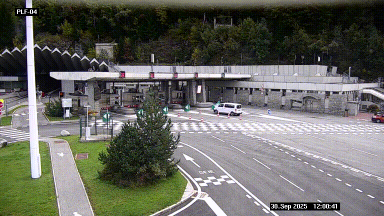 Webcam au péage du tunnel du Mont-Blanc, côté entrée France à Chamonix, au bout de l'A40