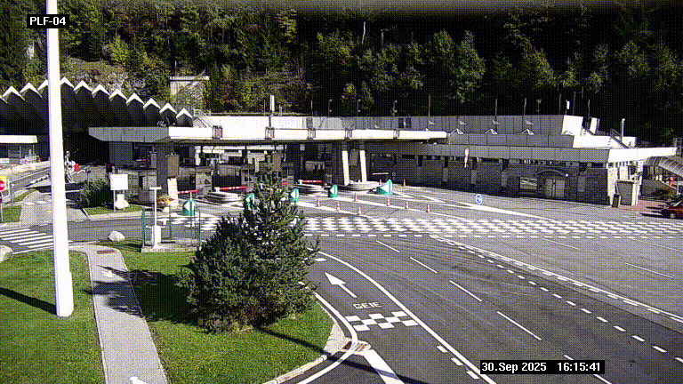 Webcam au péage du tunnel du Mont-Blanc, côté entrée France à Chamonix, au bout de l'A40