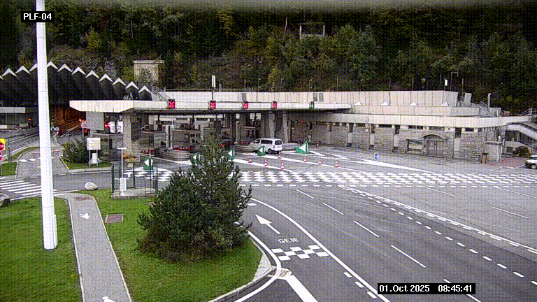 Webcam au péage du tunnel du Mont-Blanc, côté entrée France à Chamonix, au bout de l'A40