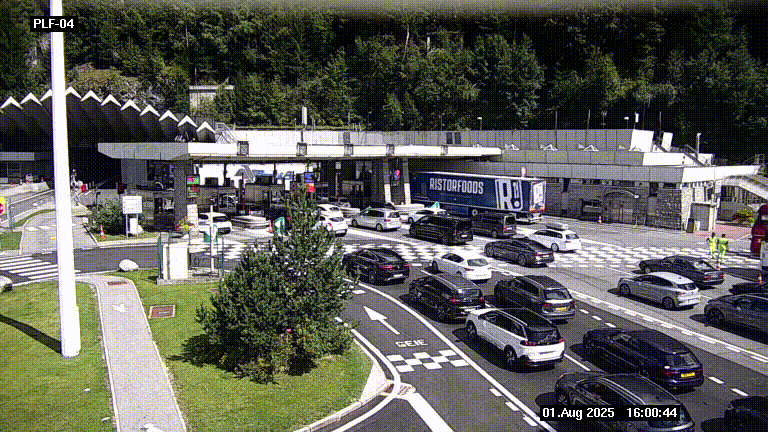Webcam au péage du tunnel du Mont-Blanc, côté entrée France à Chamonix, au bout de l'A40
