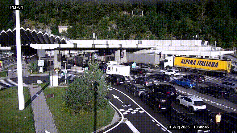 Webcam au péage du tunnel du Mont-Blanc, côté entrée France à Chamonix, au bout de l'A40