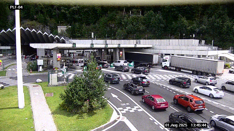 Webcam au péage du tunnel du Mont-Blanc, côté entrée France à Chamonix, au bout de l'A40