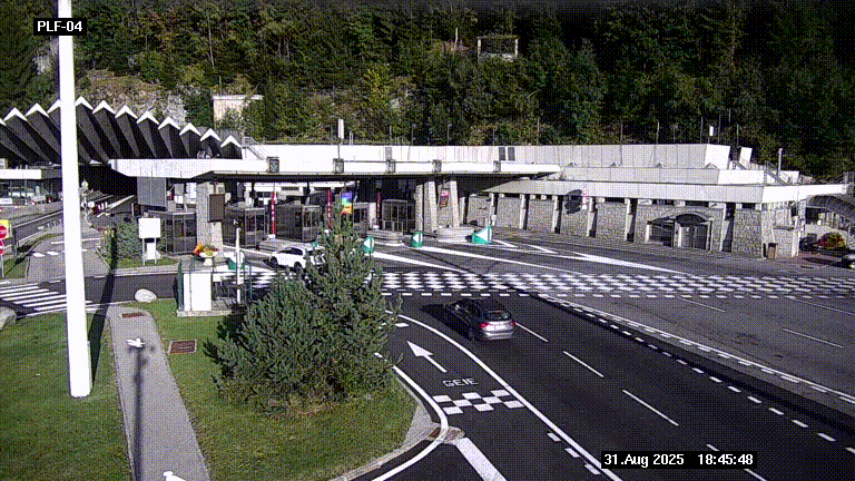 Webcam au péage du tunnel du Mont-Blanc, côté entrée France à Chamonix, au bout de l'A40
