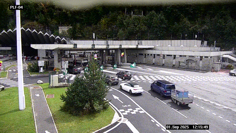 Webcam au péage du tunnel du Mont-Blanc, côté entrée France à Chamonix, au bout de l'A40