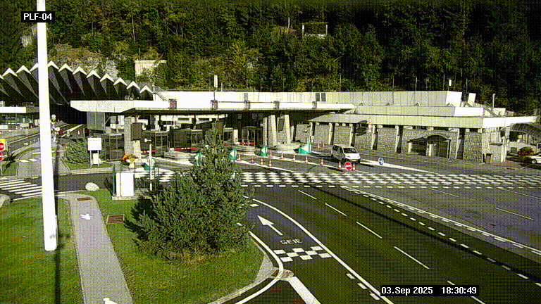 Webcam au péage du tunnel du Mont-Blanc, côté entrée France à Chamonix, au bout de l'A40