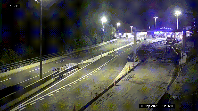 Caméra avant le péage du tunnel du Mont-Blanc, côté entrée France à Chamonix-Mont-Blanc, à la fin de la N205