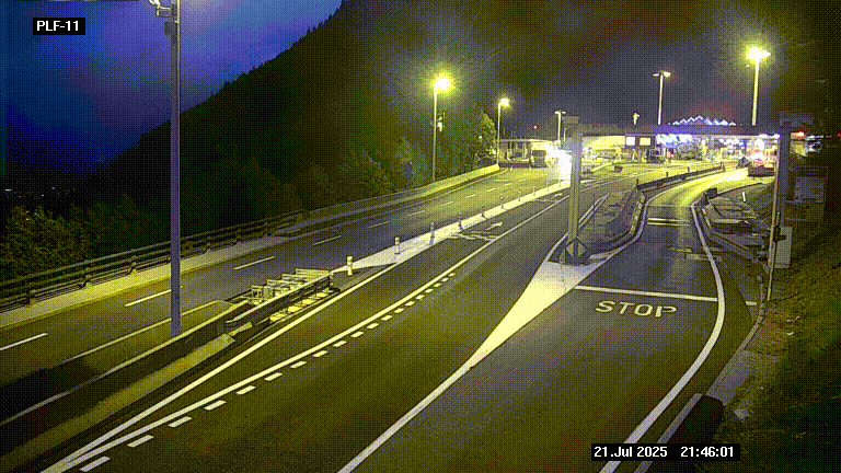 <h2>Caméra avant le péage du tunnel du Mont-Blanc, côté entrée France à Chamonix-Mont-Blanc, à la fin de la N205</h2>