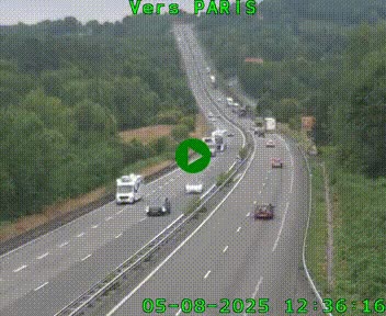 <h2>Caméra routière sur l'autoroute A20 à Bessines-sur-Gartempe. Vue orientée vers Paris</h2>