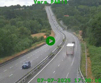 Caméra routière sur l'autoroute A20 à Bessines-sur-Gartempe. Vue orientée vers Paris