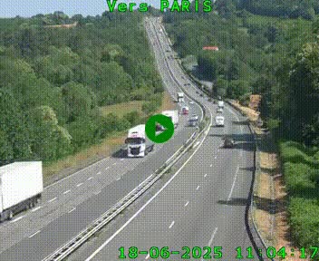 Caméra routière sur l'autoroute A20 à Bessines-sur-Gartempe. Vue orientée vers Paris