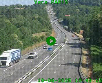 Caméra routière sur l'autoroute A20 à Bessines-sur-Gartempe. Vue orientée vers Paris