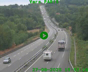 Caméra routière sur l'autoroute A20 à Bessines-sur-Gartempe. Vue orientée vers Paris