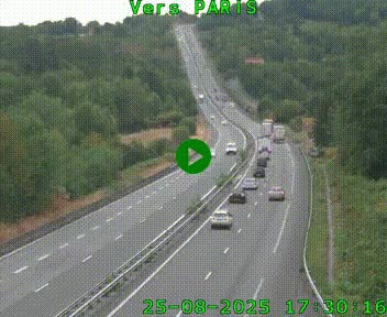 <h2>Caméra routière sur l'autoroute A20 à Bessines-sur-Gartempe. Vue orientée vers Paris</h2>