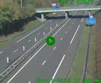 Caméra routière sur l'autoroute A20 au nord de Limoges, à la jonction avec la N520. Vue orientée vers Paris