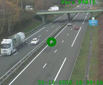 <h2>Caméra routière sur l'autoroute A20 au nord de Limoges, à la jonction avec la N520. Vue orientée vers Paris</h2>
