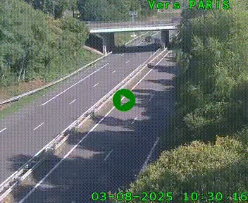 Caméra routière sur l'autoroute A20 au nord de Limoges, à la jonction avec la N520. Vue orientée vers Paris