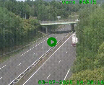 Caméra routière sur l'autoroute A20 au nord de Limoges, à la jonction avec la N520. Vue orientée vers Paris