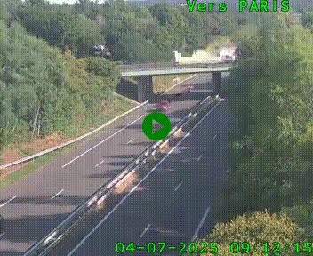 <h2>Caméra routière sur l'autoroute A20 au nord de Limoges, à la jonction avec la N520. Vue orientée vers Paris</h2>