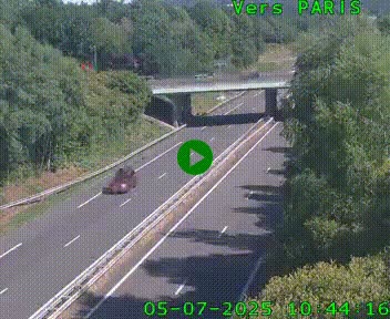 Caméra routière sur l'autoroute A20 au nord de Limoges, à la jonction avec la N520. Vue orientée vers Paris