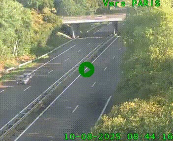 Caméra routière sur l'autoroute A20 au nord de Limoges, à la jonction avec la N520. Vue orientée vers Paris
