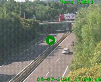 Caméra routière sur l'autoroute A20 au nord de Limoges, à la jonction avec la N520. Vue orientée vers Paris