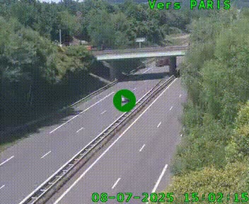 Caméra routière sur l'autoroute A20 au nord de Limoges, à la jonction avec la N520. Vue orientée vers Paris