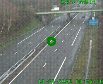 Caméra routière sur l'autoroute A20 au nord de Limoges, à la jonction avec la N520. Vue orientée vers Paris