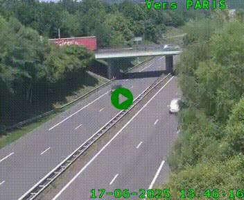 Caméra routière sur l'autoroute A20 au nord de Limoges, à la jonction avec la N520. Vue orientée vers Paris
