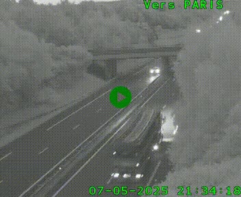 Caméra routière sur l'autoroute A20 au nord de Limoges, à la jonction avec la N520. Vue orientée vers Paris