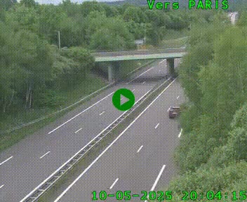 Caméra routière sur l'autoroute A20 au nord de Limoges, à la jonction avec la N520. Vue orientée vers Paris