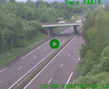 Caméra routière sur l'autoroute A20 au nord de Limoges, à la jonction avec la N520. Vue orientée vers Paris