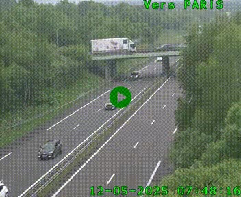 Caméra routière sur l'autoroute A20 au nord de Limoges, à la jonction avec la N520. Vue orientée vers Paris