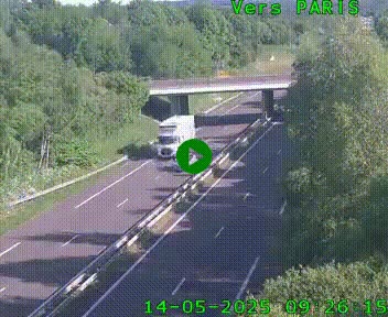 Caméra routière sur l'autoroute A20 au nord de Limoges, à la jonction avec la N520. Vue orientée vers Paris