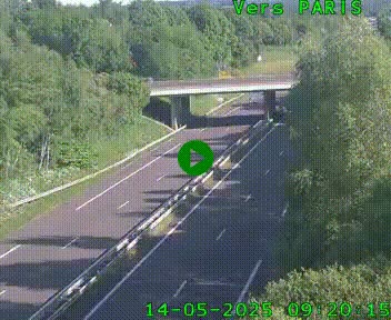 Caméra routière sur l'autoroute A20 au nord de Limoges, à la jonction avec la N520. Vue orientée vers Paris