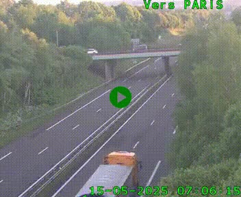 Caméra routière sur l'autoroute A20 au nord de Limoges, à la jonction avec la N520. Vue orientée vers Paris